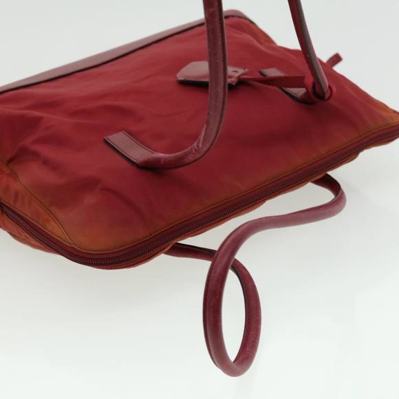 PRADA Tote Bag Nylon Leather Red Auth bs2046 - Picture 6 of 16